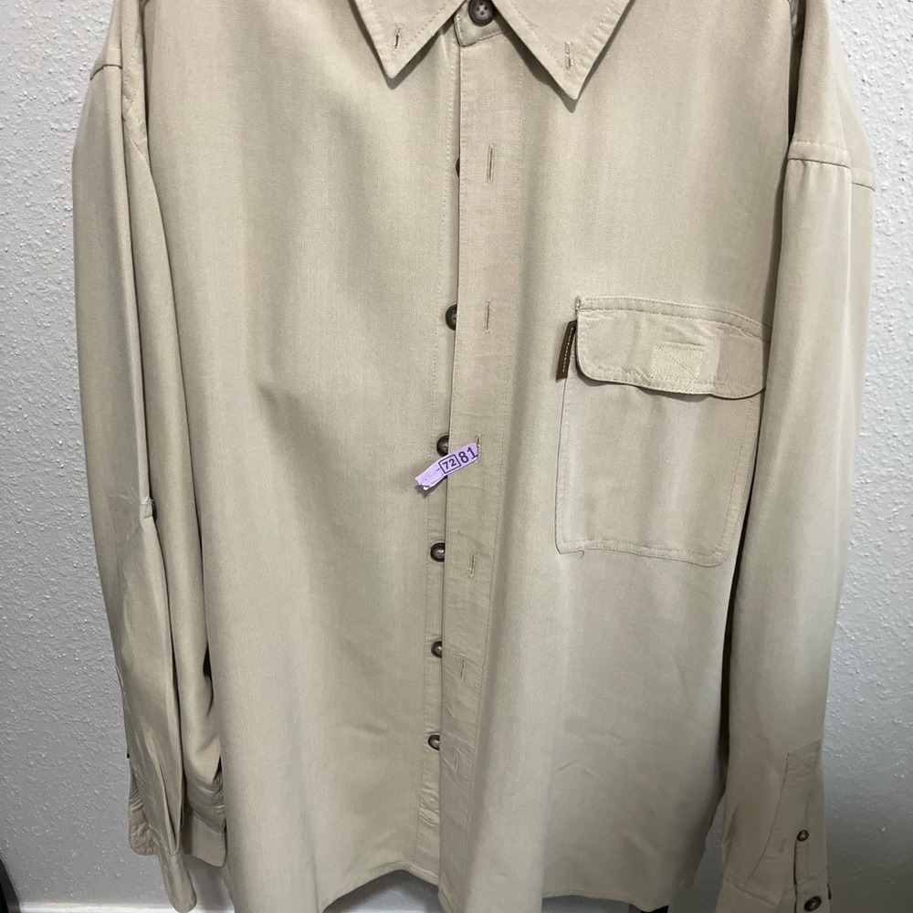 Men’s “Weatherproof” Taupe Shirt LS/L with Airflow Back Panel - Cleaner Tab